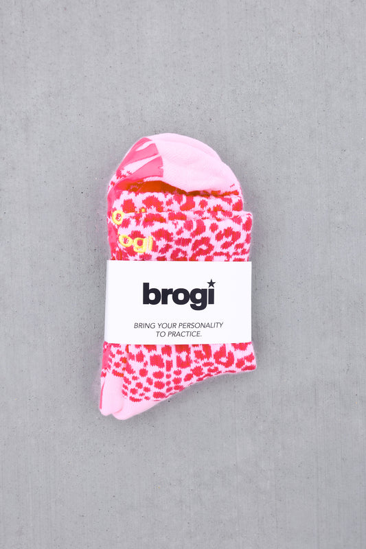 Cheetah Grip Socks - Pink M/L - Brogi Yoga