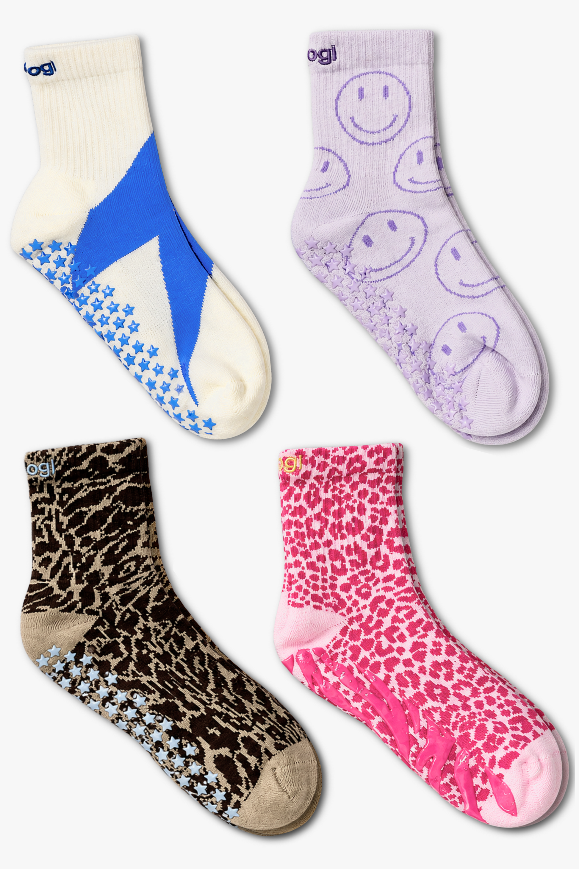 Wild Party Crew Grip Socks 4-Pack S/M - Brogi Yoga