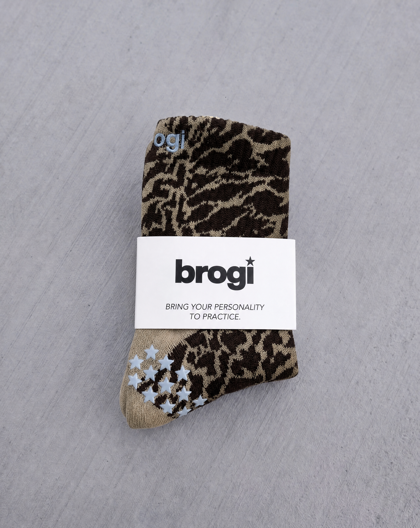 Leopard Grip Socks - Brown M/L - Brogi Yoga