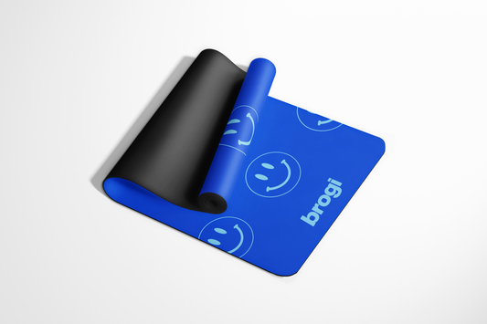 Blue Smiley Yoga Mat