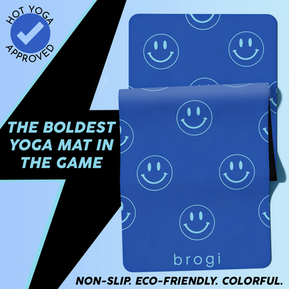Ocean Blue Smiley Yoga Mat - Brogi Yoga