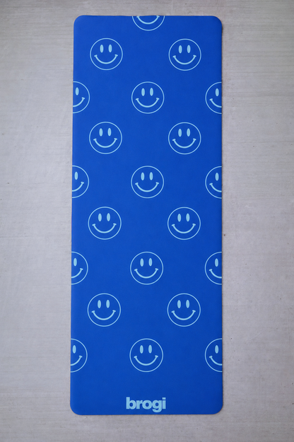 Blue Smiley Yoga Mat - Brogi Yoga
