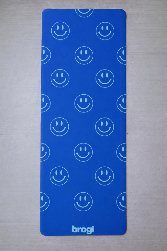 Blue Smiley Yoga Mat - Brogi Yoga