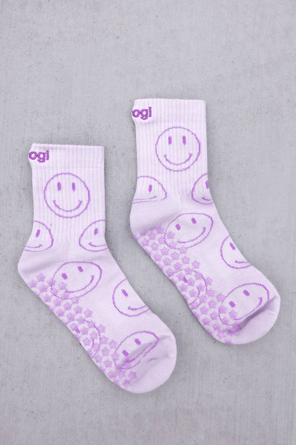 Smiley Grip Socks - Lavender Size M/L - Brogi Yoga