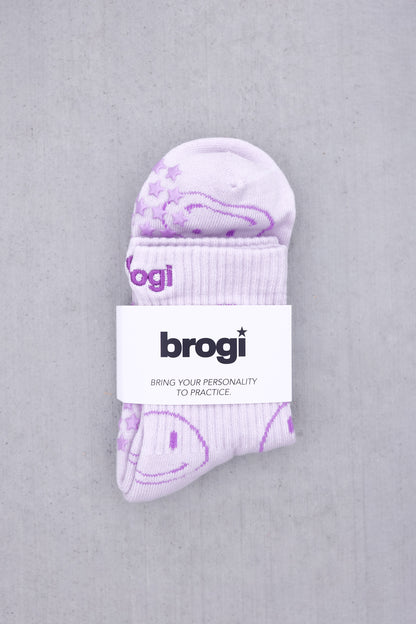 Smiley Grip Socks - Lavender Size M/L - Brogi Yoga