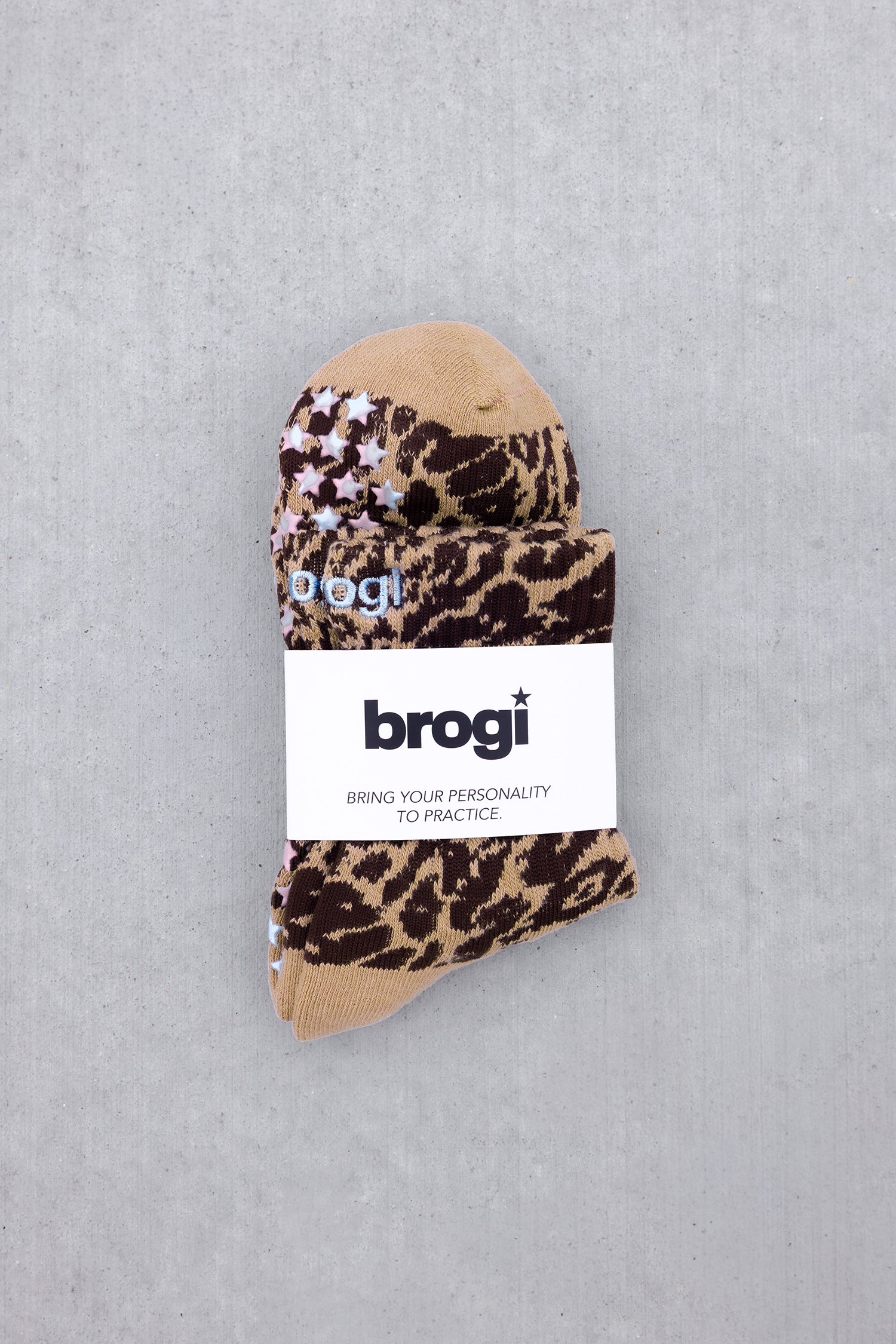 Leopard Grip Socks - Brown M/L - Brogi Yoga