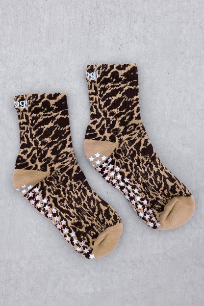 Leopard Grip Socks - Brown M/L - Brogi Yoga